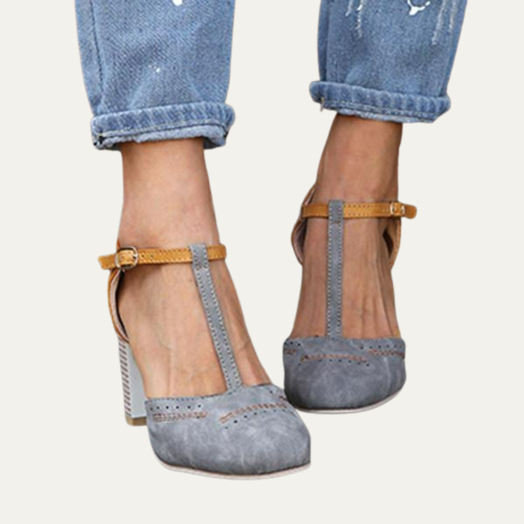 VogeLuxe | Women’s Vintage T Strap Block Heel Pumps