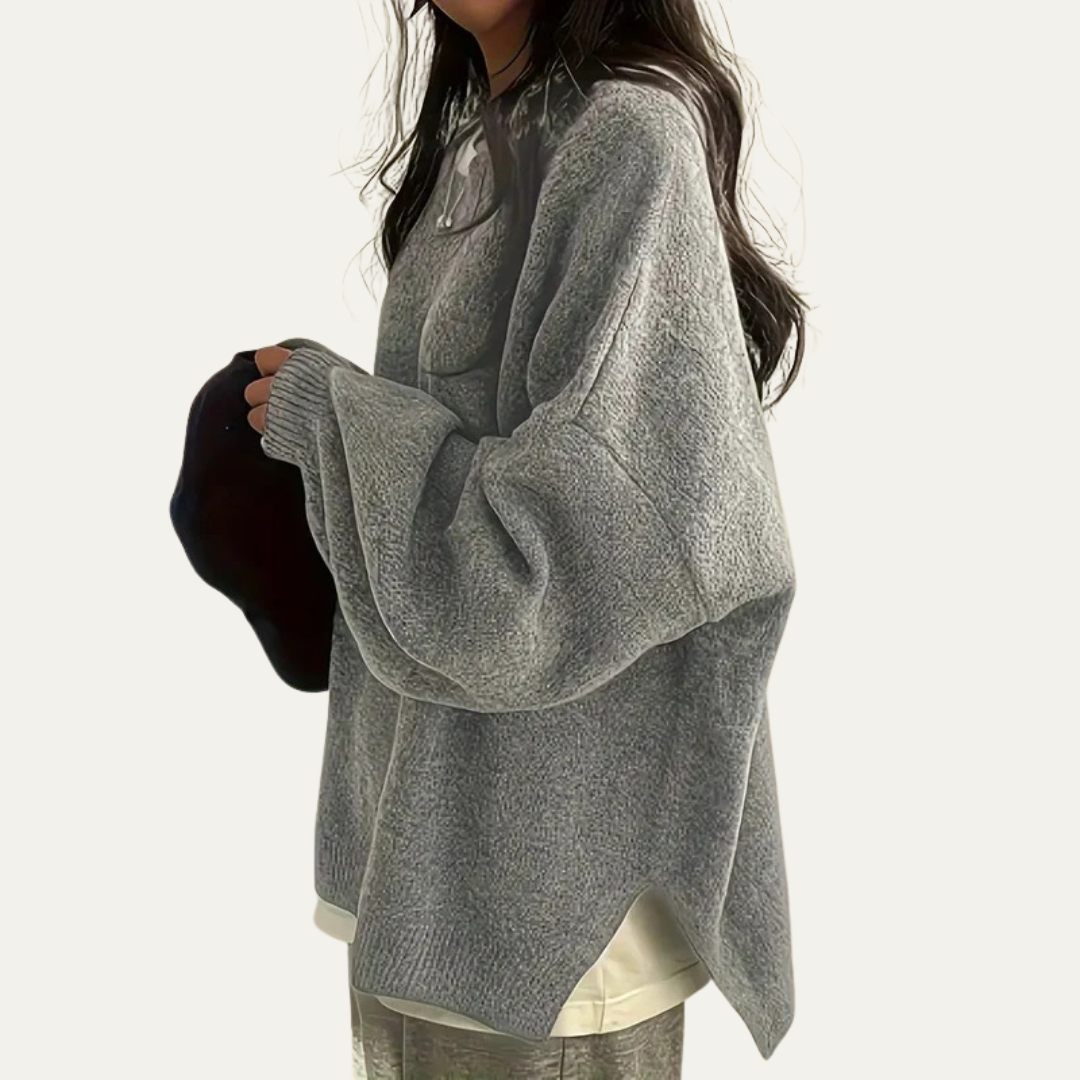 VogeLuxe | Women’s Relaxed Textured Crewneck Knit Sweater