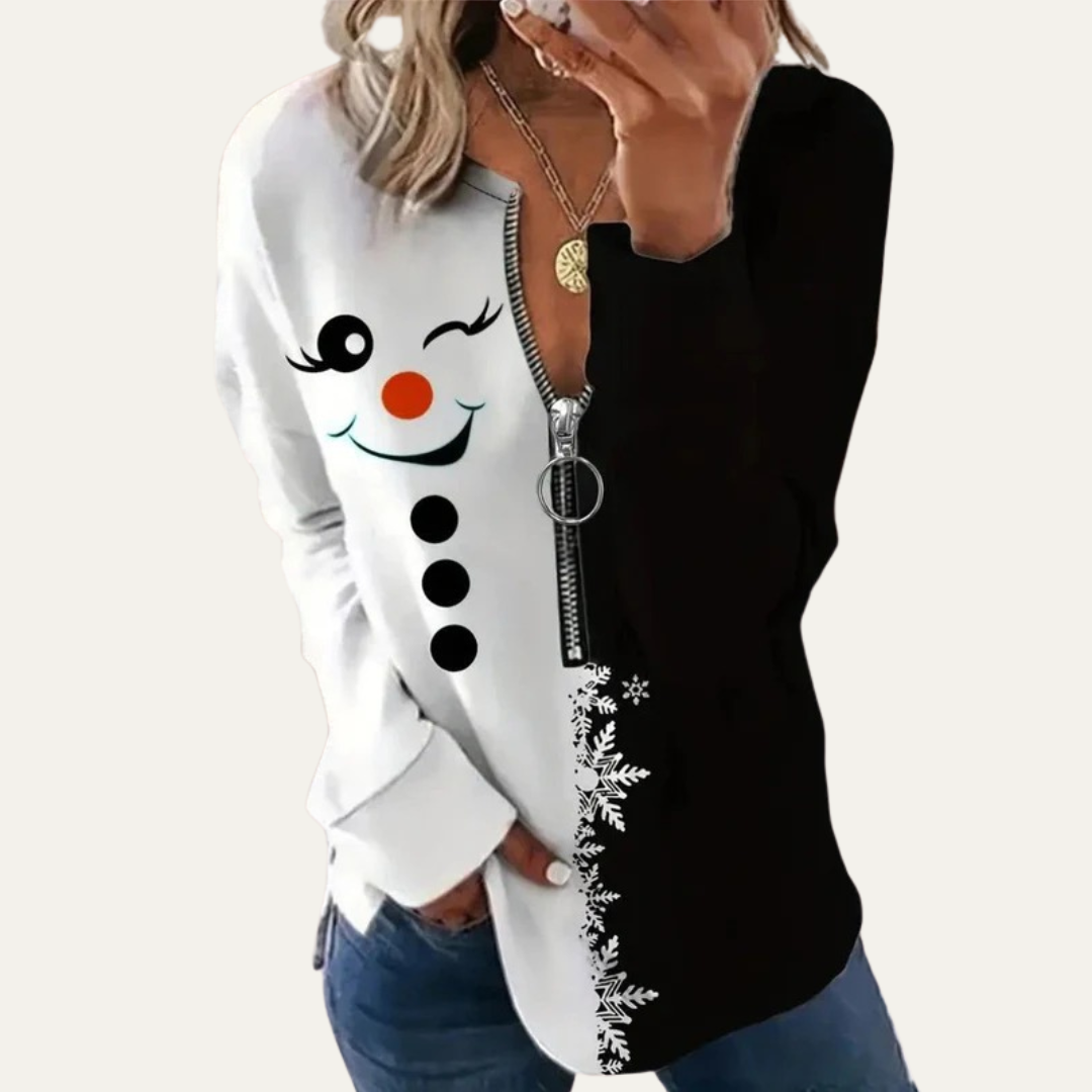 VogeLuxe | Women’s Festive Zip Front Tunic Top