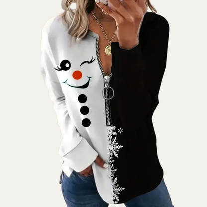 VogeLuxe | Women’s Festive Zip Front Tunic Top
