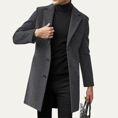 VogeLuxe | Men’s Classic Mid-Thigh Wool Blend Overcoat