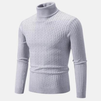 VogeLuxe | Men’s Fitted Cable Knit Turtleneck Sweater