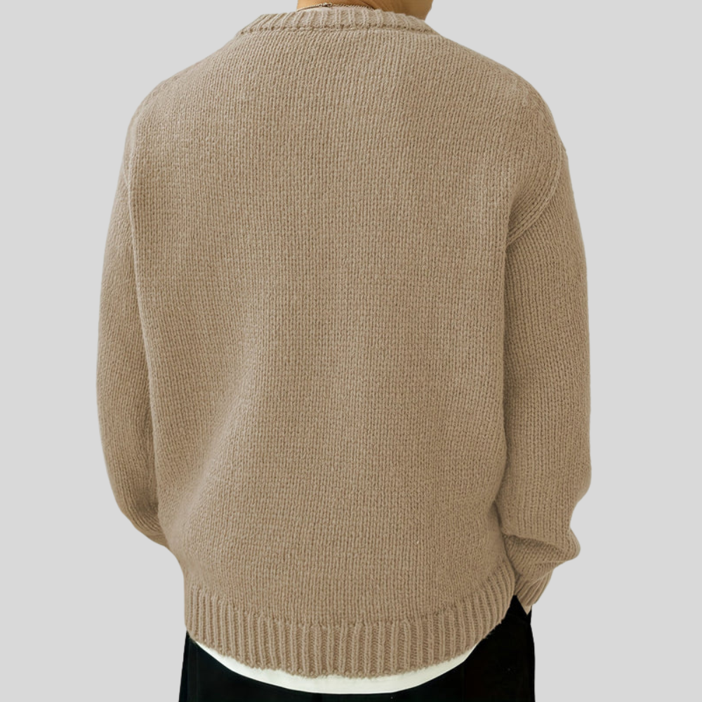 VogeLuxe | Men’s Oversized Heavy Rib Knit Crew Neck Sweater