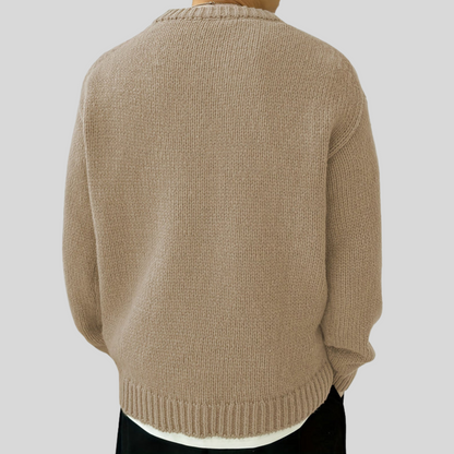 VogeLuxe | Men’s Oversized Heavy Rib Knit Crew Neck Sweater