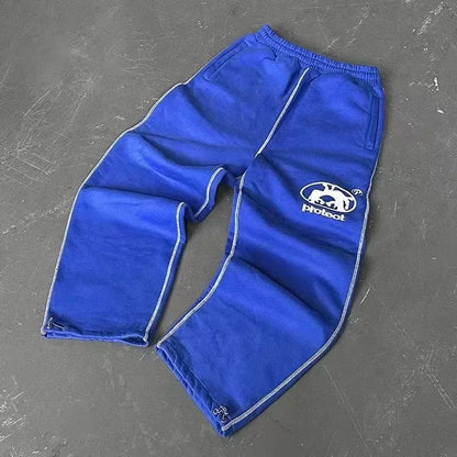 Casual Graphic Embroidered Jogger Pants