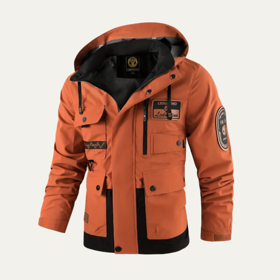 VogeLuxe | Men’s Technical Utility Jacket with Detachable Hood