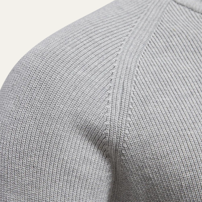 VogeLuxe | Men’s Ribbed Stand Collar Sweater with Quarter-Zip Closure