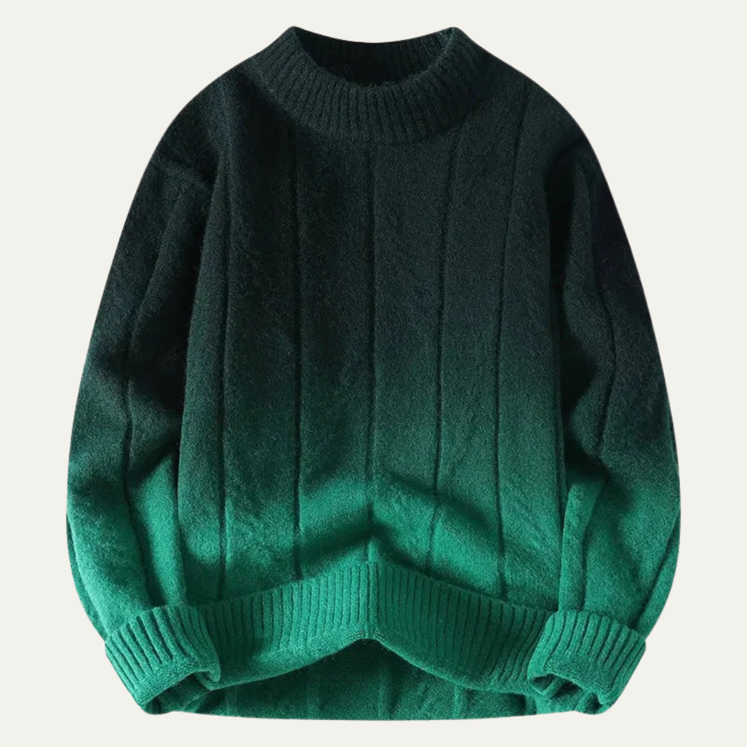 VogeLuxe | Men’s Rib Knit Ombre Crewneck Sweater