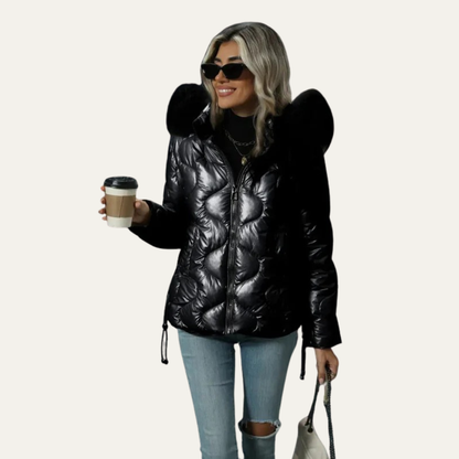 VogeLuxe | Women’s Metallic Quilted Puffer Jacket