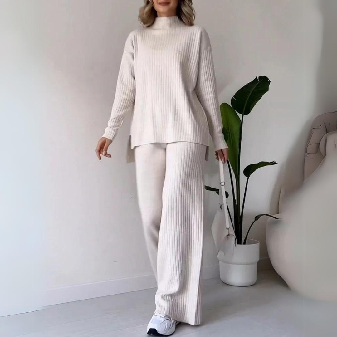 Soft Women's Knit Turtleneck Top and Pants Set
