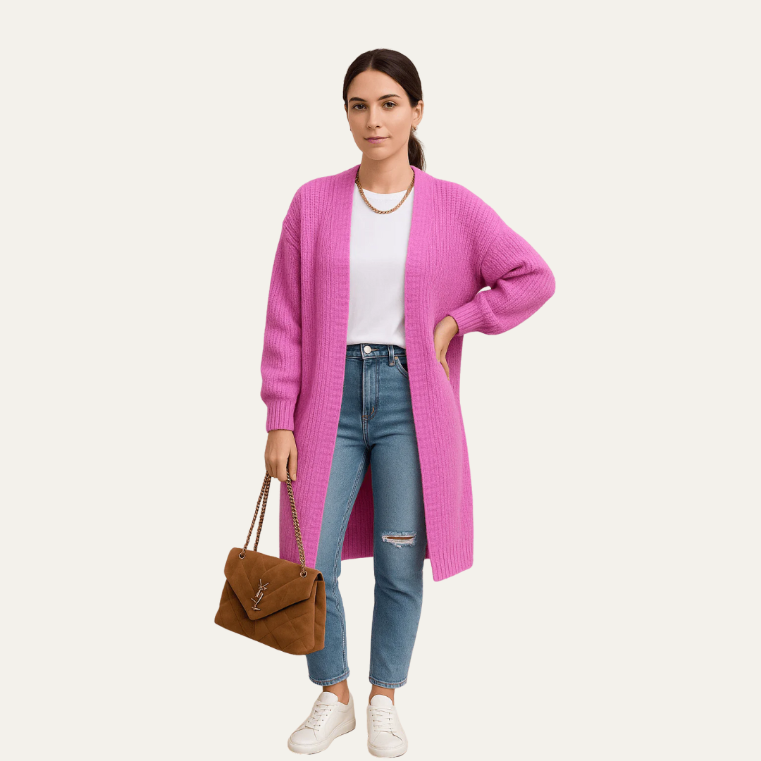 VogeLuxe | Women’s Fuzzy Longline Open Cardigan