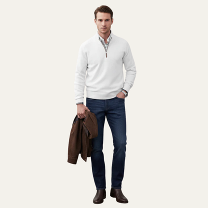 VogeLuxe | Men’s High Collar Quarter Zip Knit Sweater