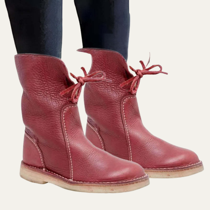 VogeLuxe | Women’s Shearling Lined Mid Calf Slouch Leather Boots