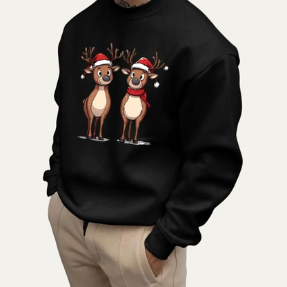 VogeLuxe | Men’s Festive Reindeer Graphic Crewneck Sweatshirt