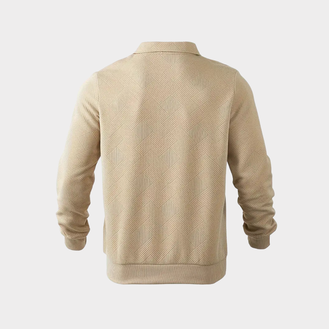 VogeLuxe | Men’s Quarter Zip Textured Knit Pullover