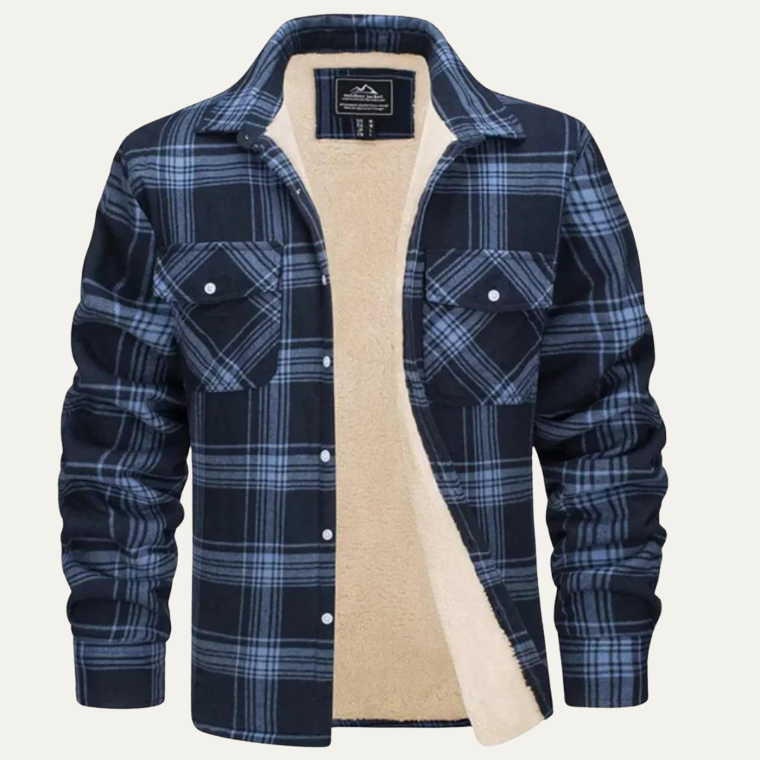 VogeLuxe | Men’s Wide Wale Corduroy Bomber Jacket with Shearling Lining