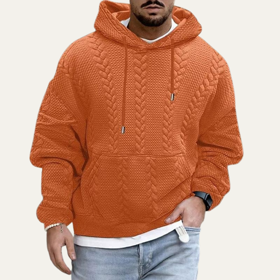 VogeLuxe | Men’s Cable Knit Embossed Pullover Hoodie