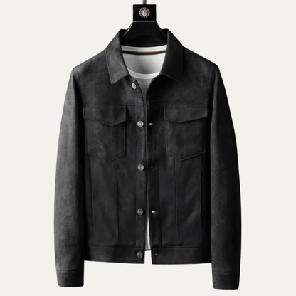 VogeLuxe | Men’s Suede Textured Trucker Jacket