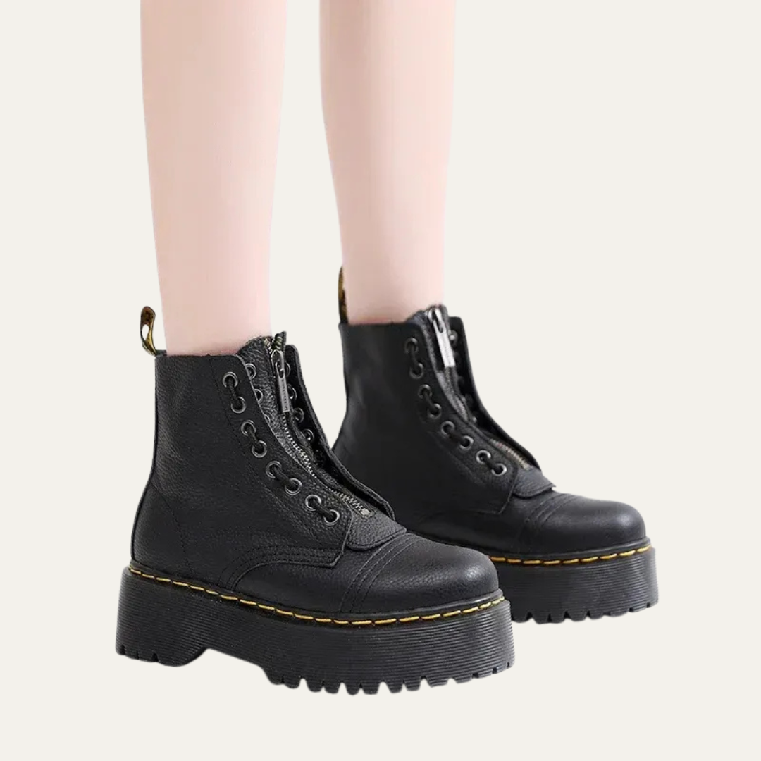 VogeLuxe | Women’s Chunky Platform Zip Front Ankle Boots