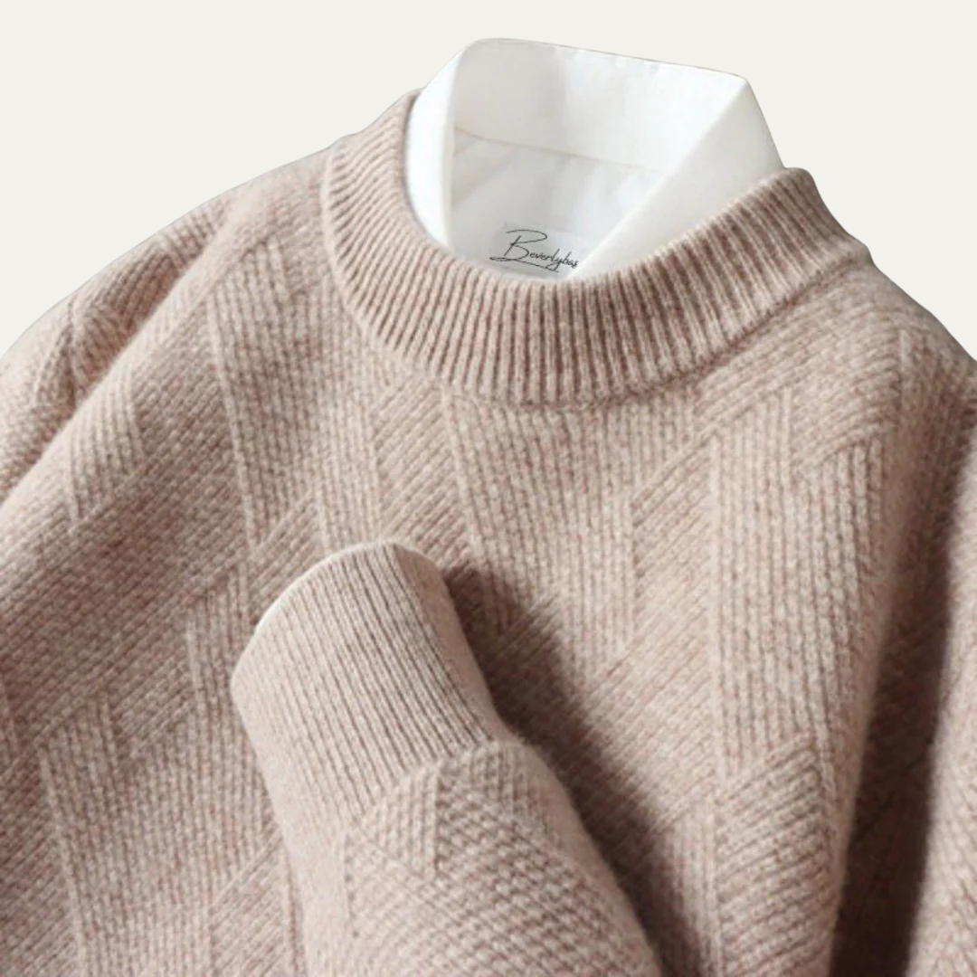 VogeLuxe | Men’s Geometric Knit Crew Neck Sweater