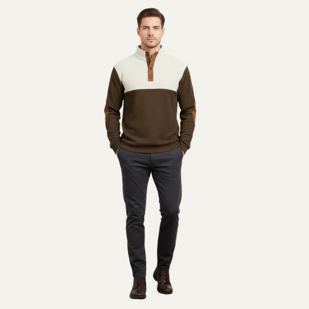 VogeLuxe | Men’s Color Block Button Placket Sweater