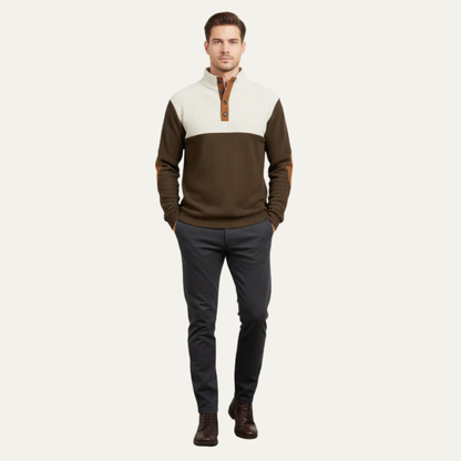 VogeLuxe | Men’s Color Block Button Placket Sweater