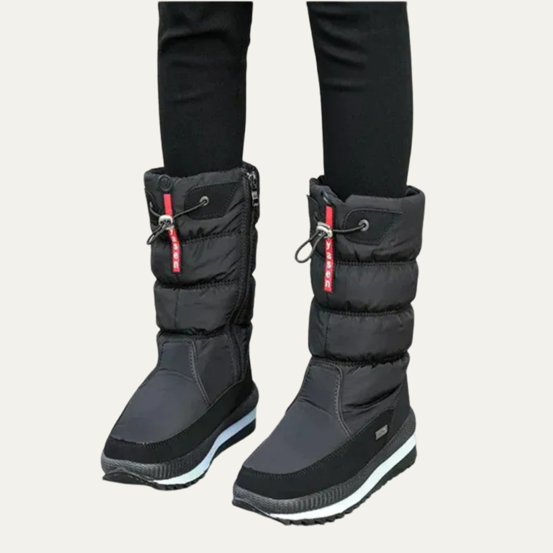 VogeLuxe | Women’s Mid Calf Quilted Snow Boots with Drawstring Shaft