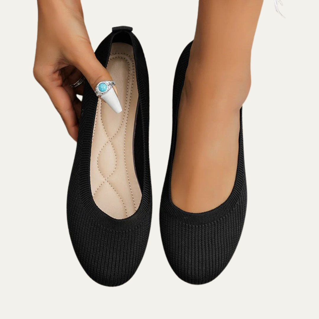 VogeLuxe | Women’s Breathable Knit Ballet Flats with Cushioned Insole