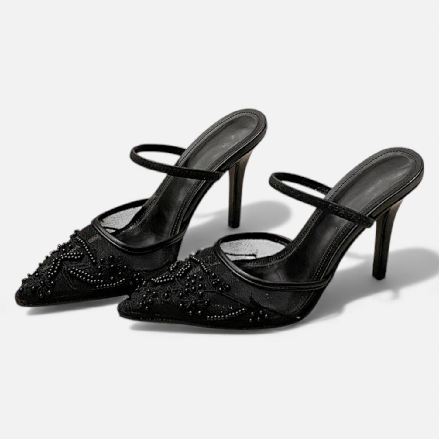 Stylish Embroidered Mesh High Heels