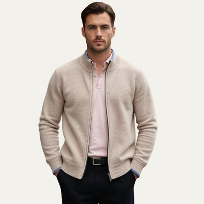 VogeLuxe | Men’s Slim Fit Full Zip Ribbed Cardigan Sweater