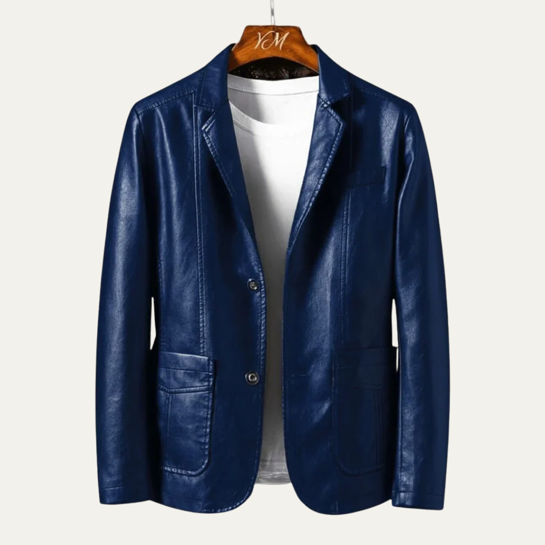 VogeLuxe | Men’s Sleek Leather-Look Blazer