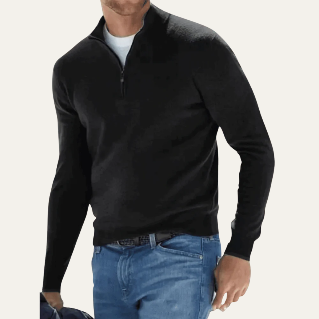VogeLuxe | Men’s Minimalist Quarter Zip Long Sleeve Pullover