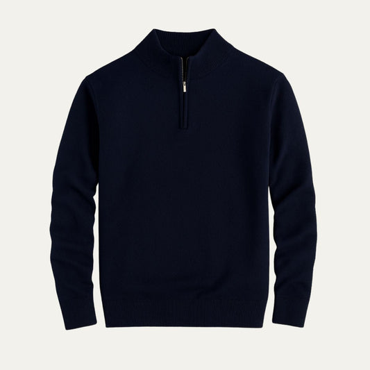 VogeLuxe | Men’s Solid Quarter Zip Stand Collar Pullover