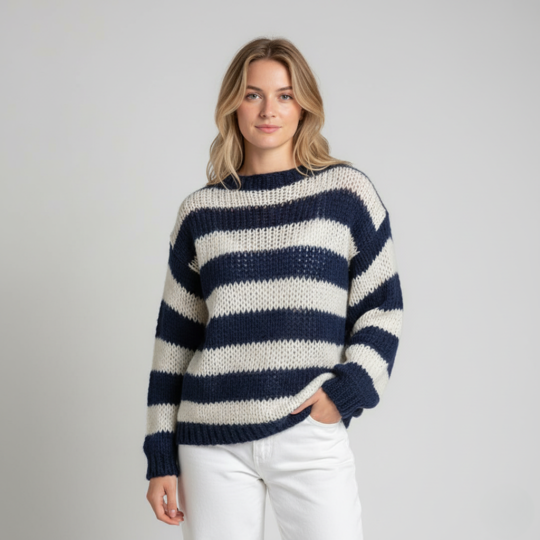 Linde | Women's Classic Stripe Crew Sweater - VogeLuxe
