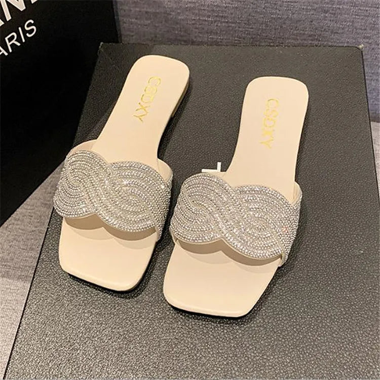 Sparkly Womens Glitter Flat Sandals Big Sizes