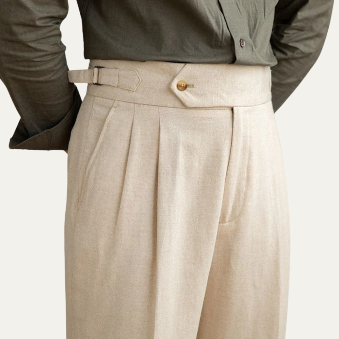 VogeLuxe | Men’s High-Waist Pleated Summer Chinos