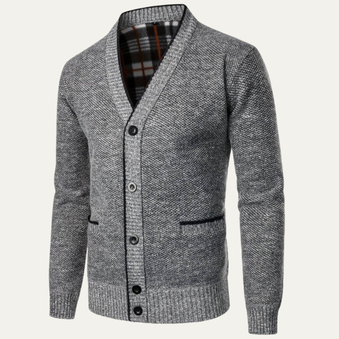 VogeLuxe | Men’s Textured Knit Shawl Collar Cardigan