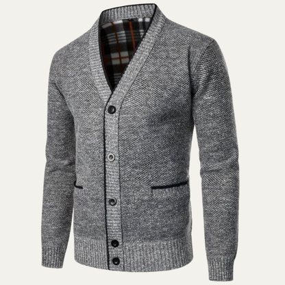 VogeLuxe | Men’s Textured Knit Shawl Collar Cardigan