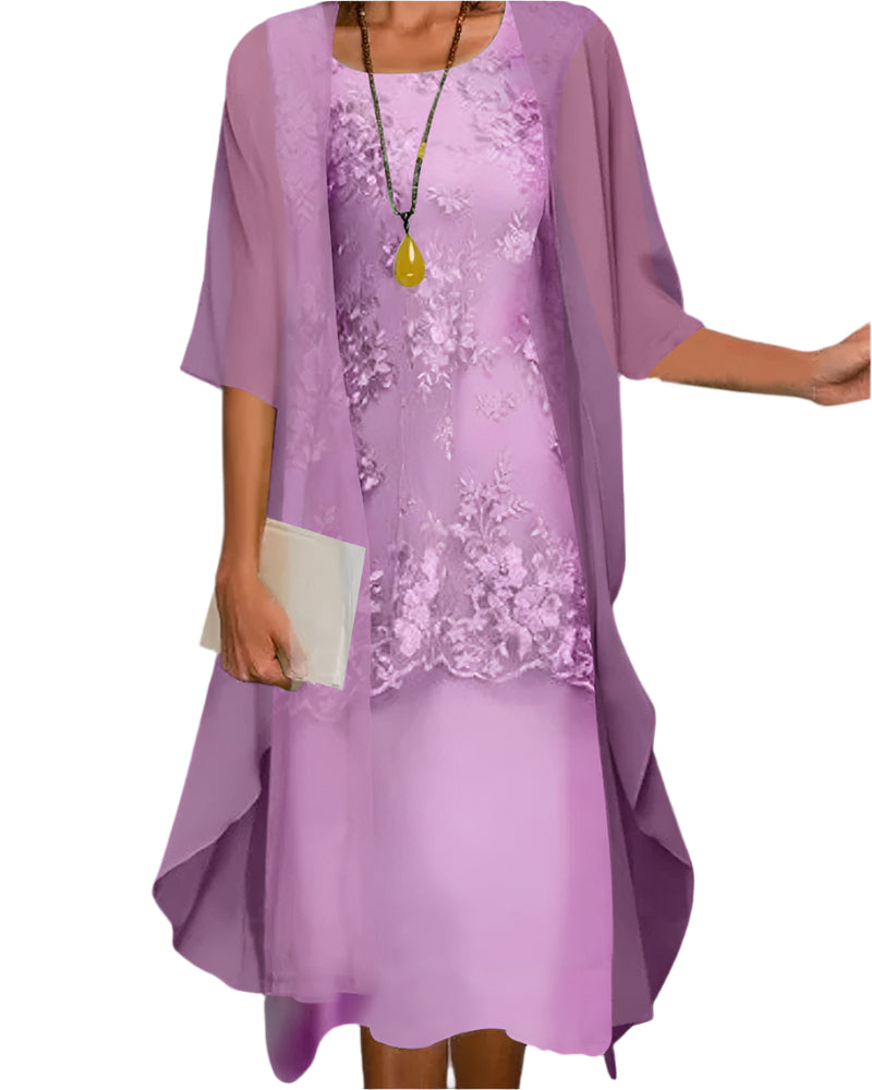 Elegant Floral Knee Length Dress