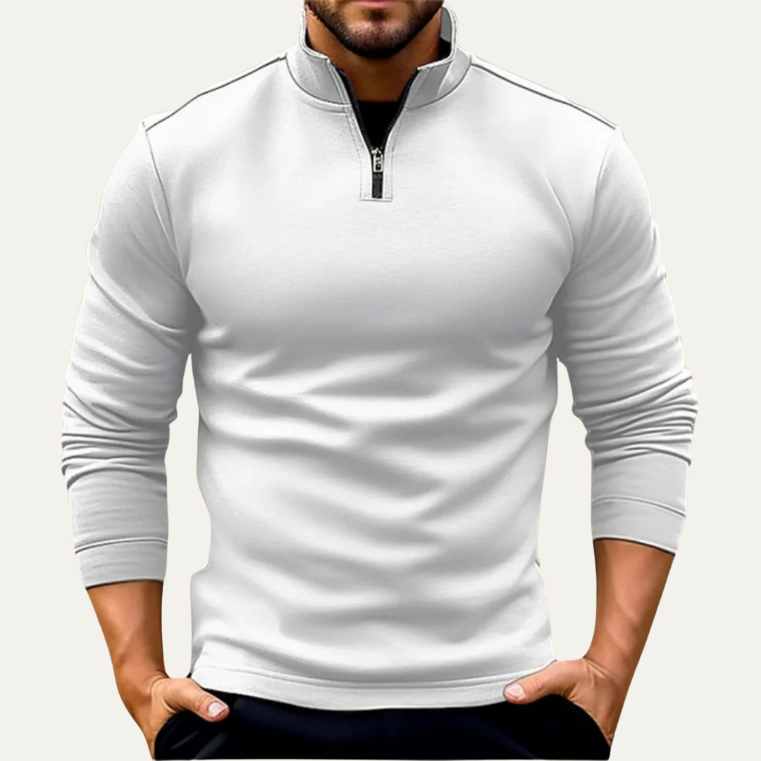 VogeLuxe | Men’s Fitted Quarter Zip Stand Collar Pullover