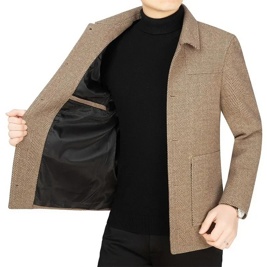Classic Men's Slim Fit Herringbone Blazer - VogeLuxe