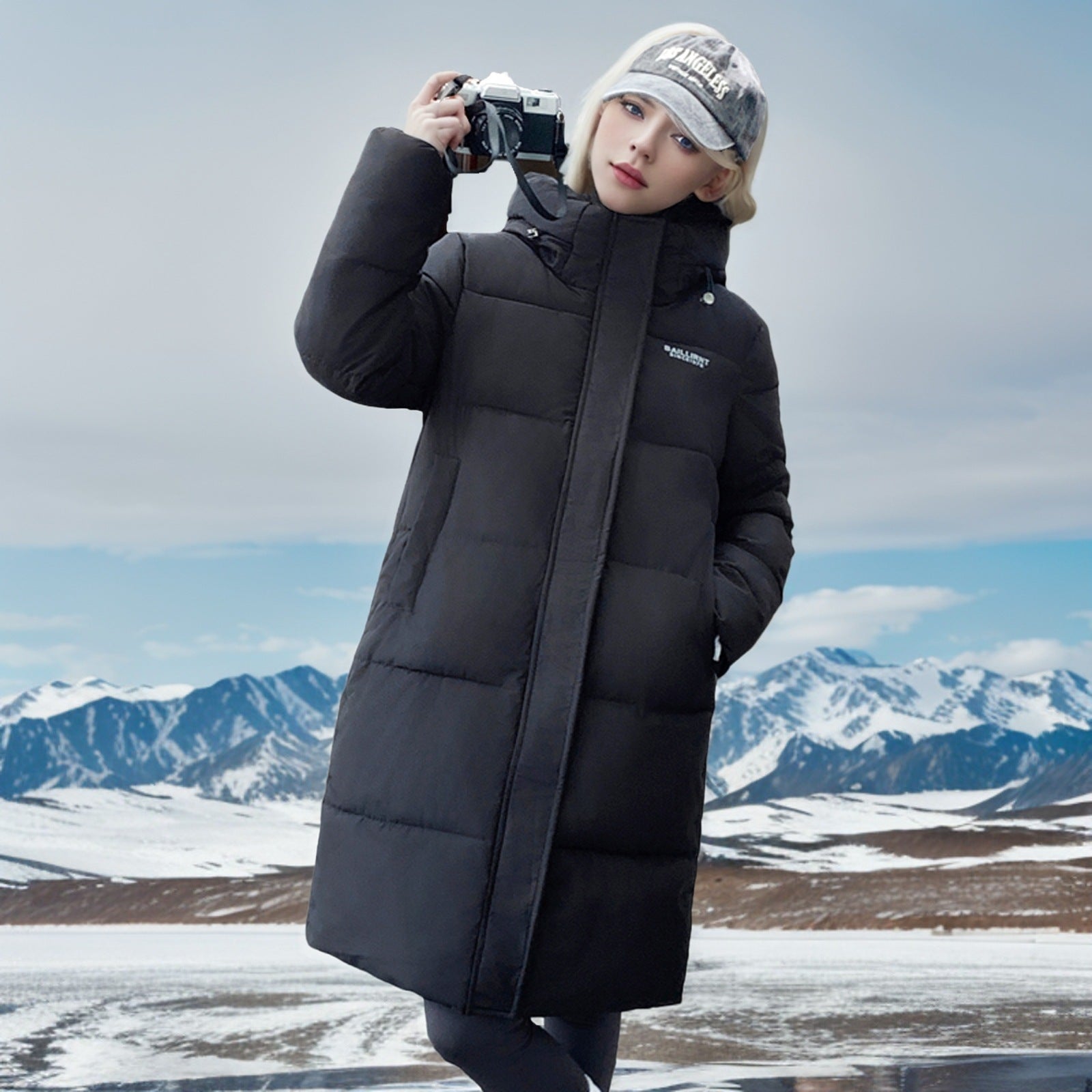Warm Women's Black Padded Parka Winter Jacket with Hood - VogeLuxe