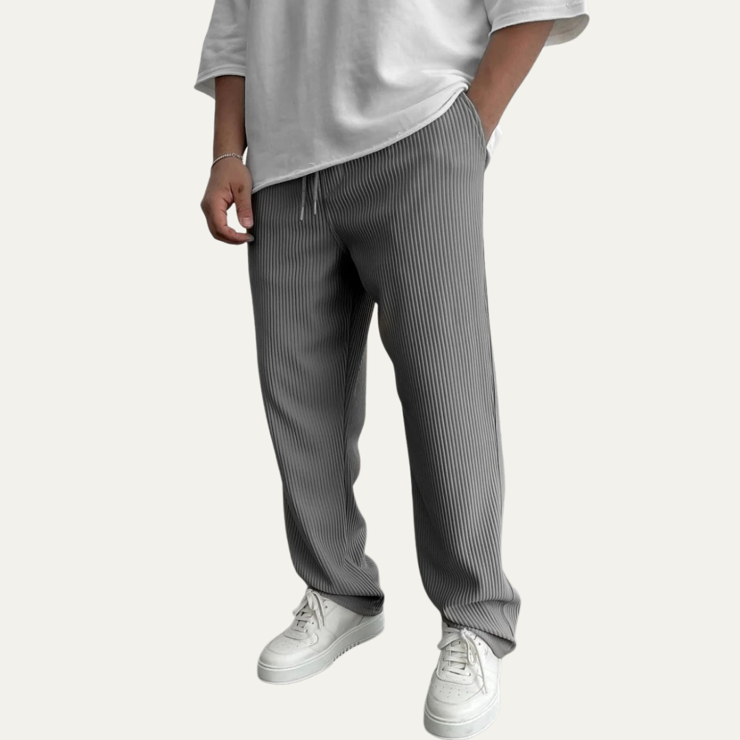 VogeLuxe | Men’s Wide Leg Rib Knit Lounge Trousers