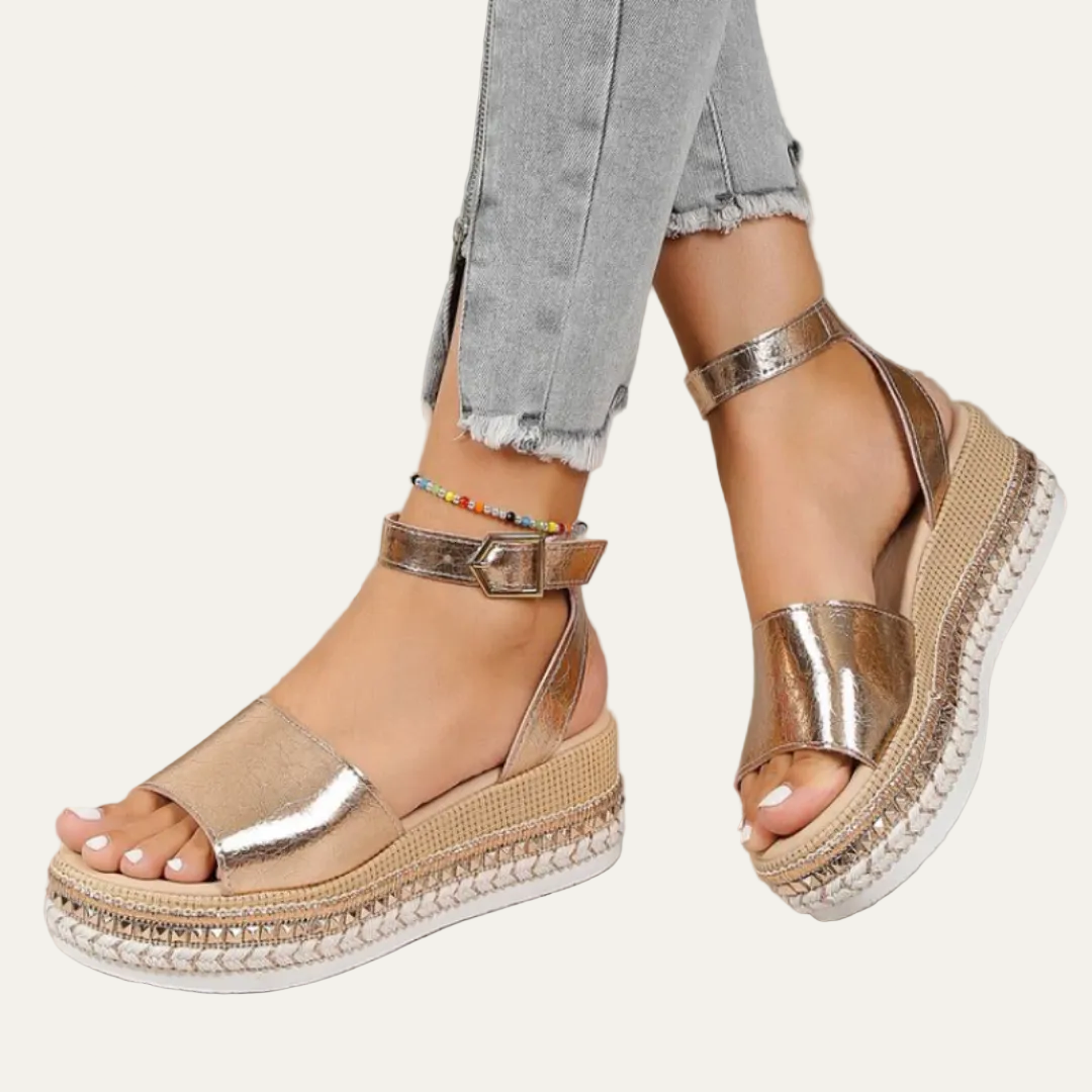 VogeLuxe | Women’s Platform Espadrille Sandal with Adjustable Ankle Strap