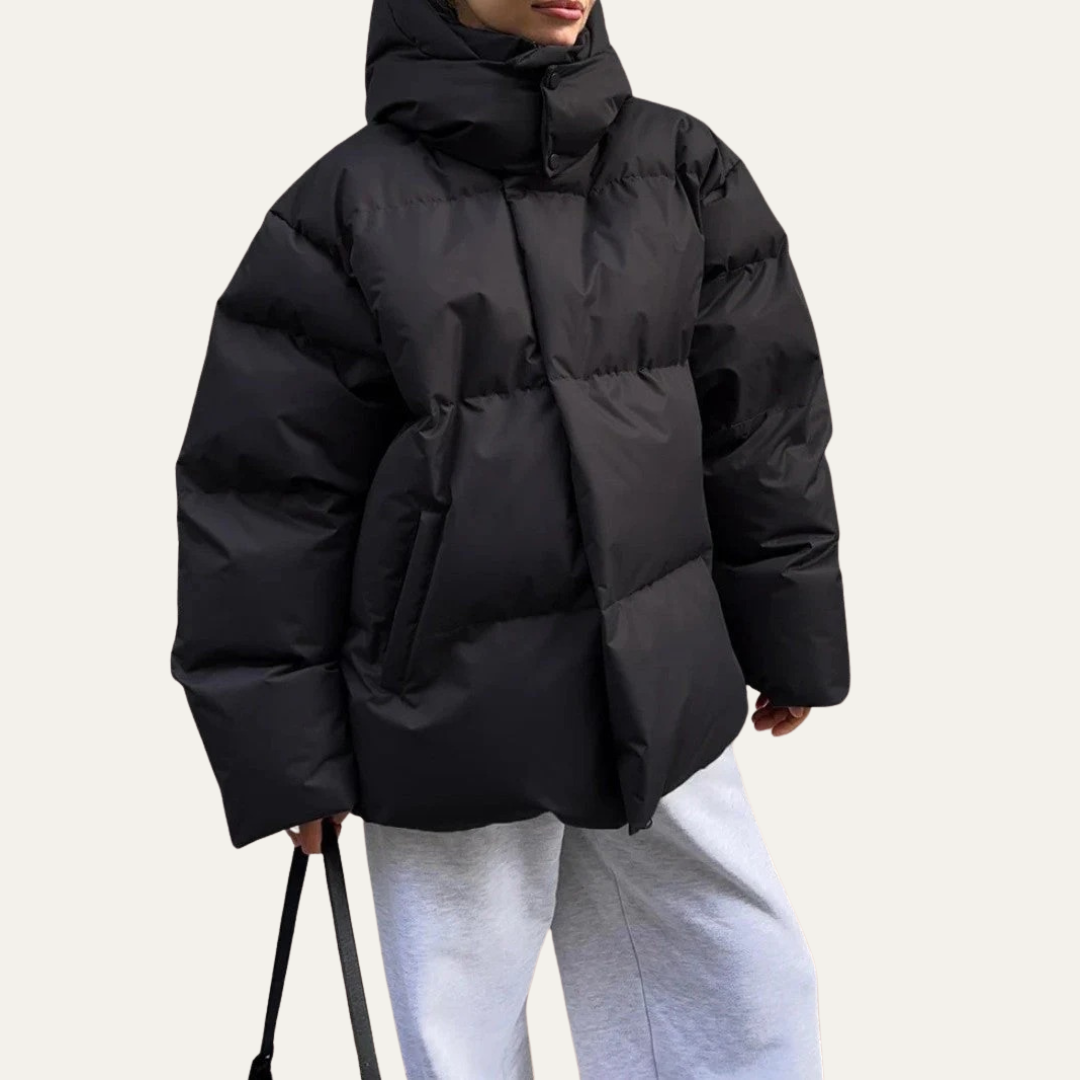 VogeLuxe | Women’s Oversized High-Neck Cropped Puffer Jacket