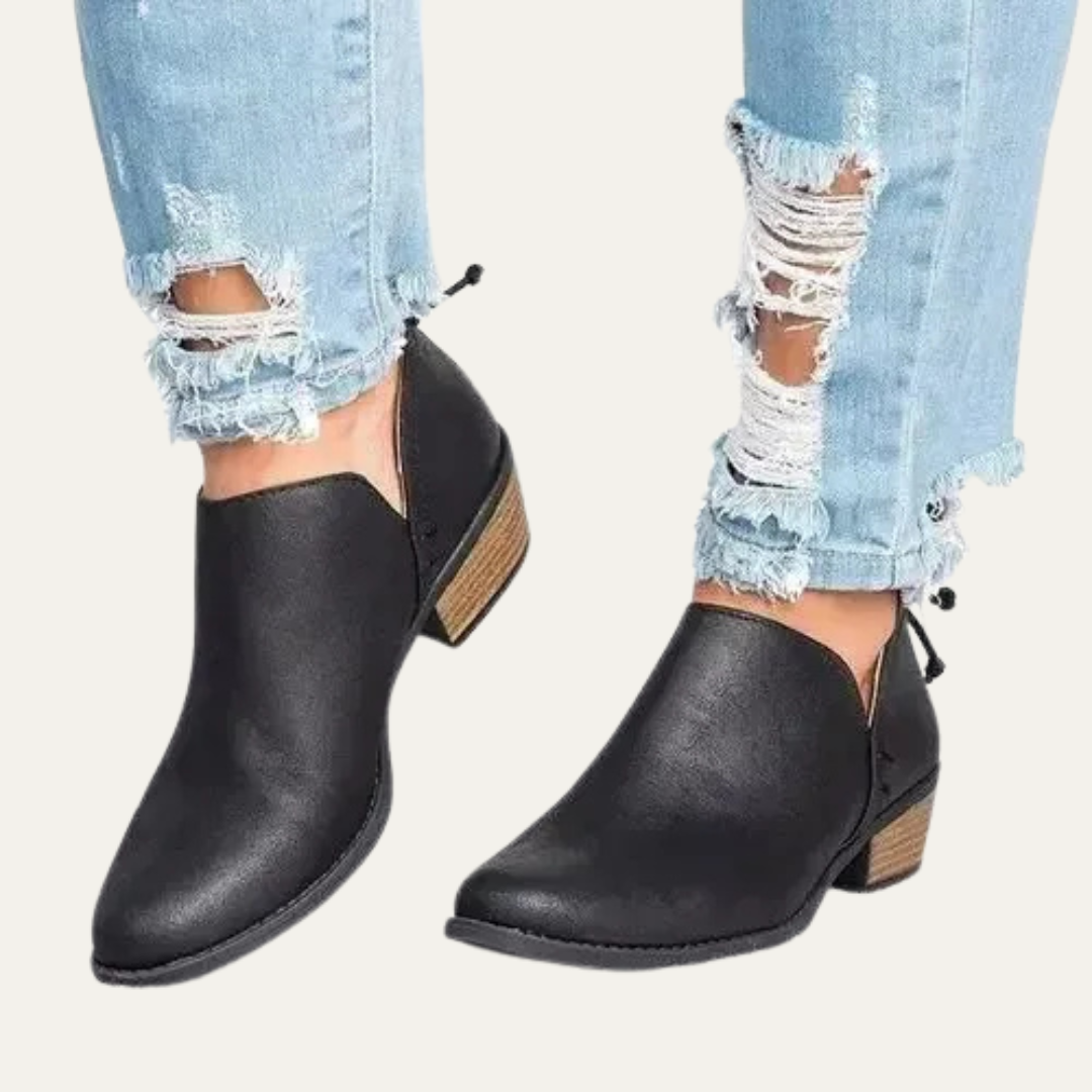 VogeLuxe | Women’s Pointed Toe Block Heel Ankle Booties