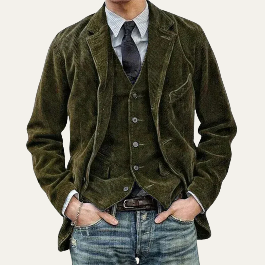 VogeLuxe | Men’s Tailored Corduroy Two Button Blazer