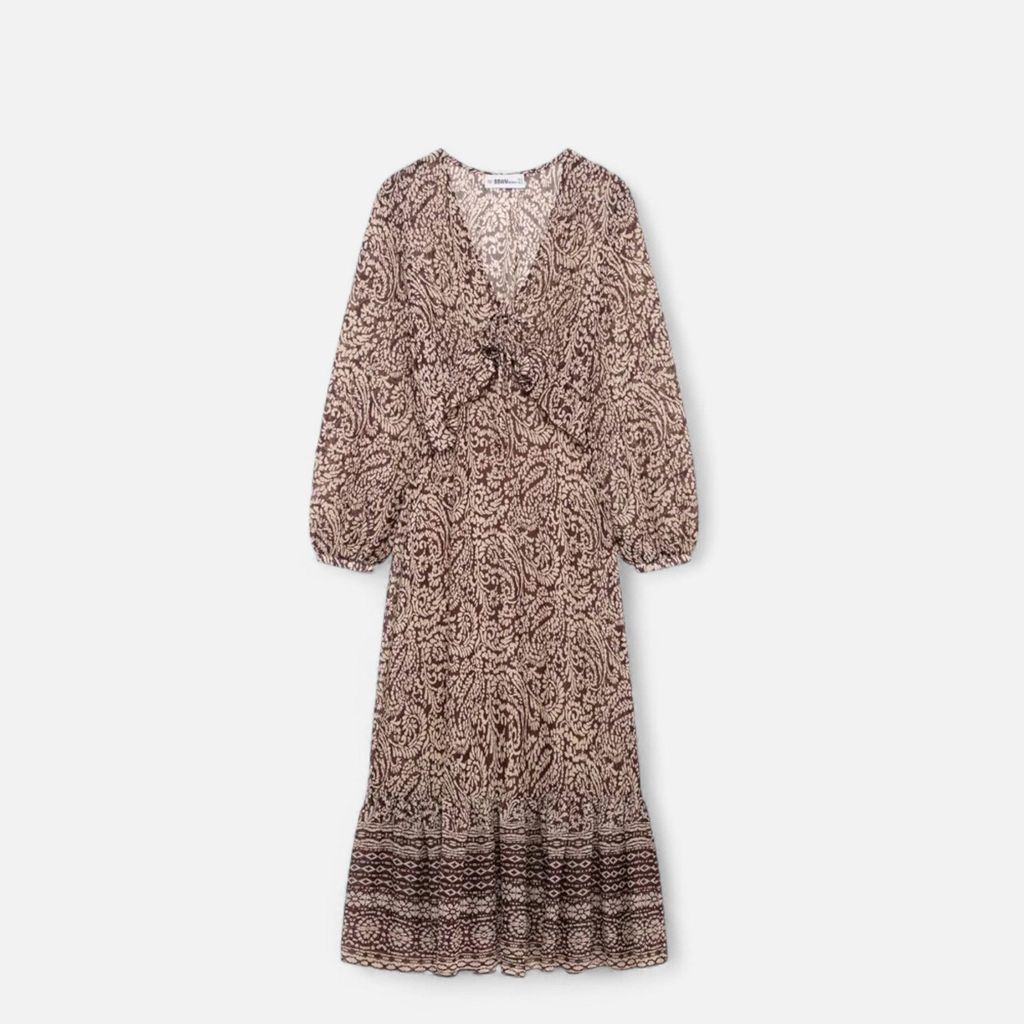 Chic V Neck Floral Midi Dress for Women - VogeLuxe