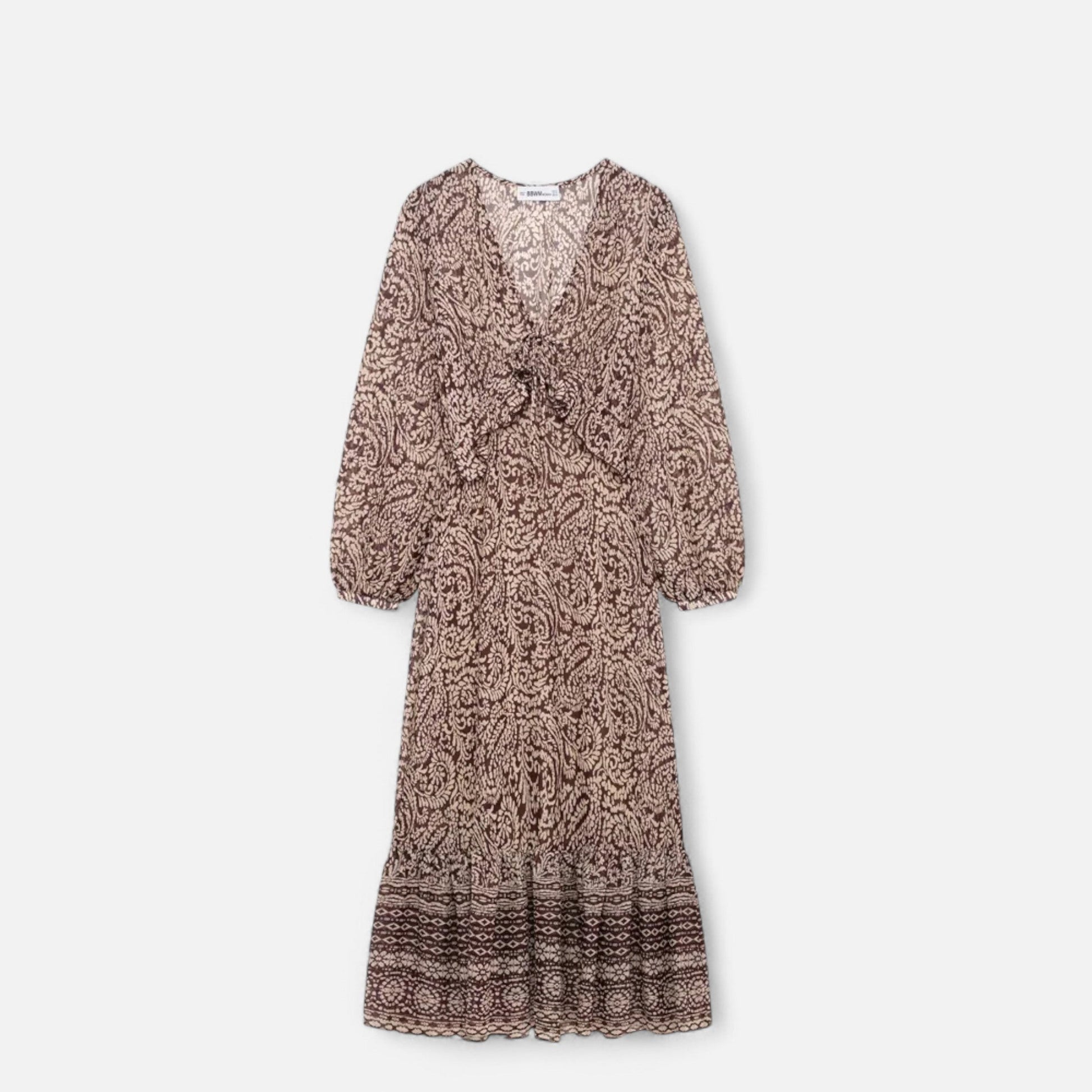 Chic V Neck Floral Midi Dress for Women - VogeLuxe