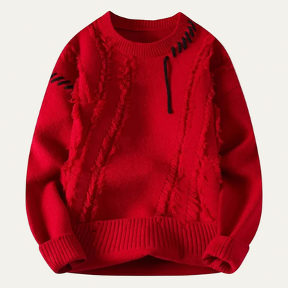 VogeLuxe | Men’s Distressed Fringe Knit Sweater